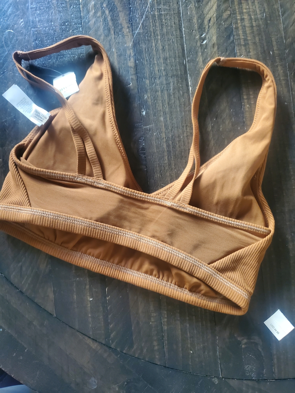 aerie Ribbed Rust Brown Sports Bra - Picture 2 of 3